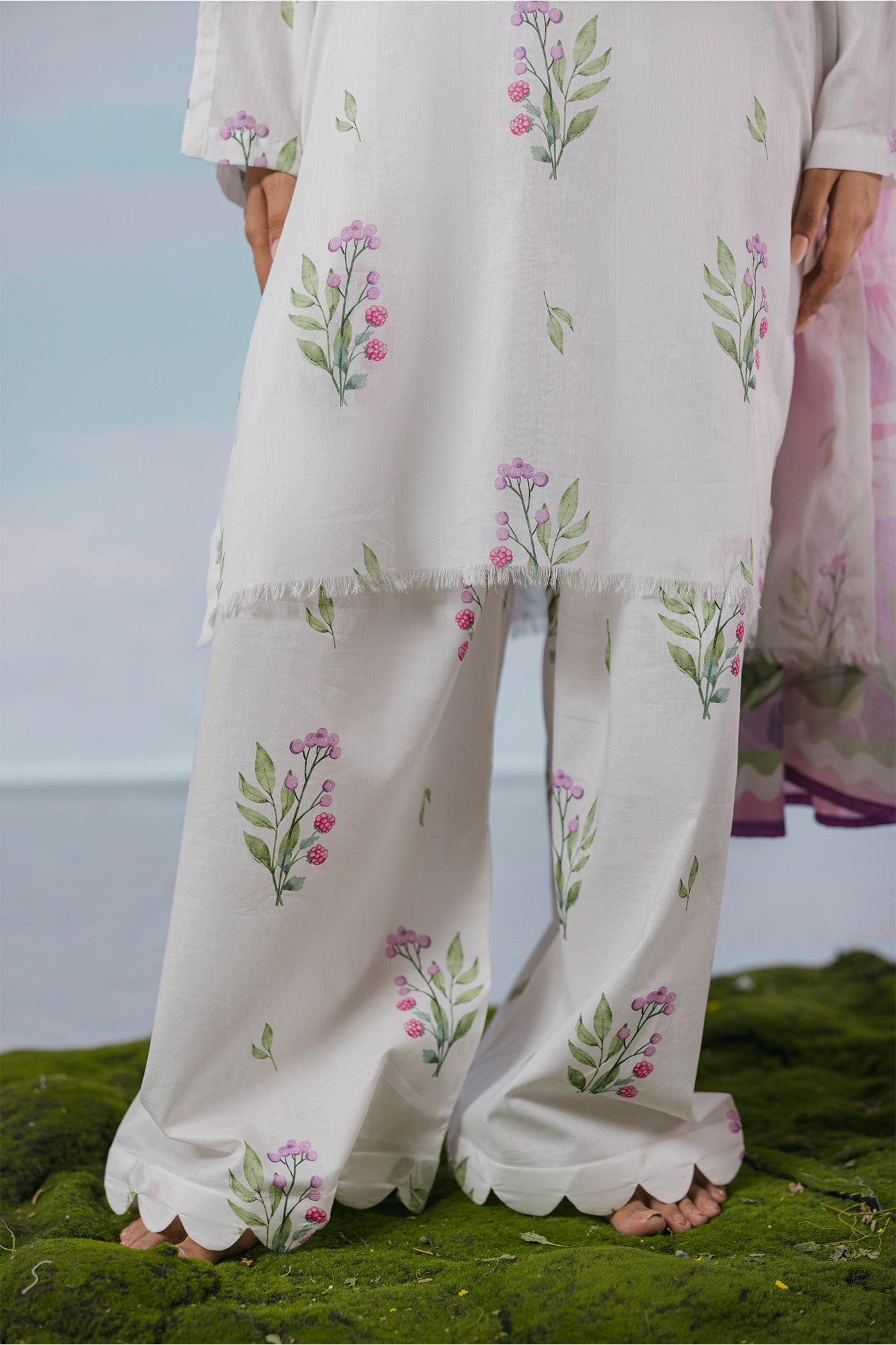 Premium 3 Piece Stitched Digital Printed Lawn (Soft Chaos Lavender)