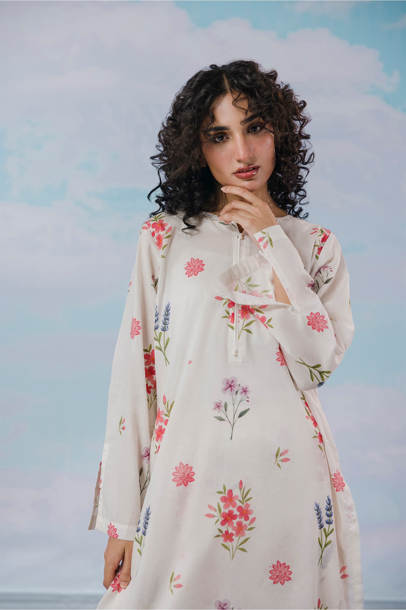 Premium 3 Piece Stitched Digital Printed Lawn (Peachy Babe)