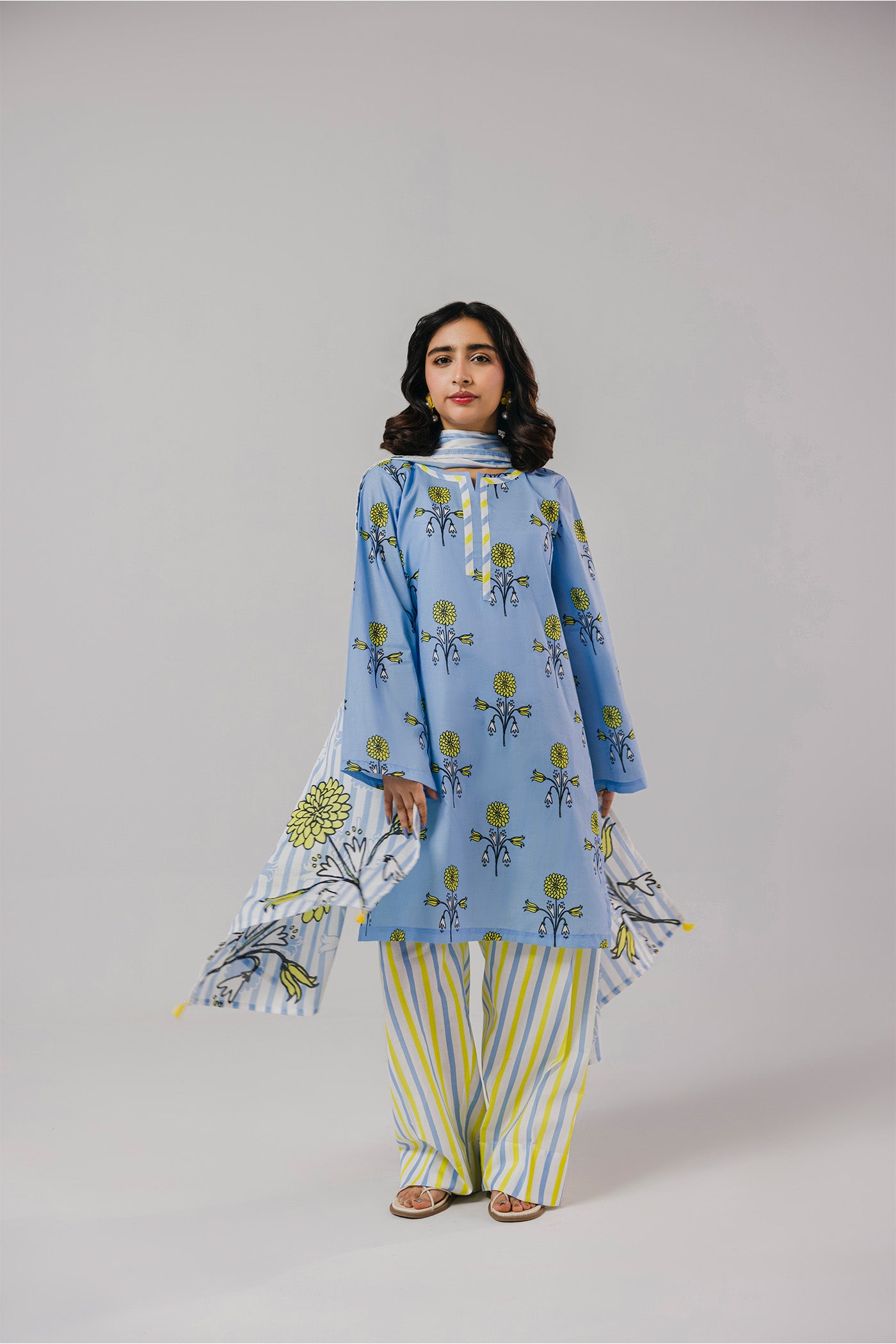 Premium 3 Piece Unstitched Digital Printed Lawn (Sunflower Bloom Theory)