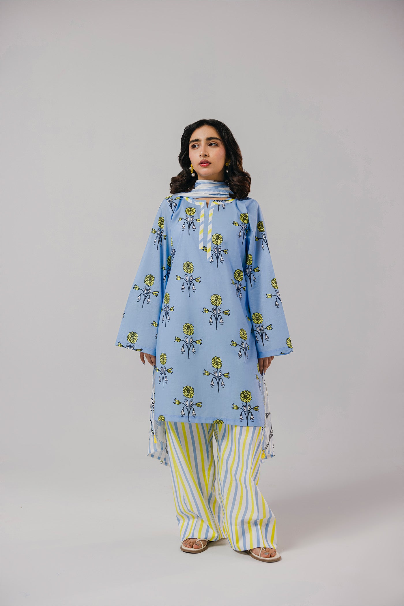 Premium 3 Piece Unstitched Digital Printed Lawn (Sunflower Bloom Theory)