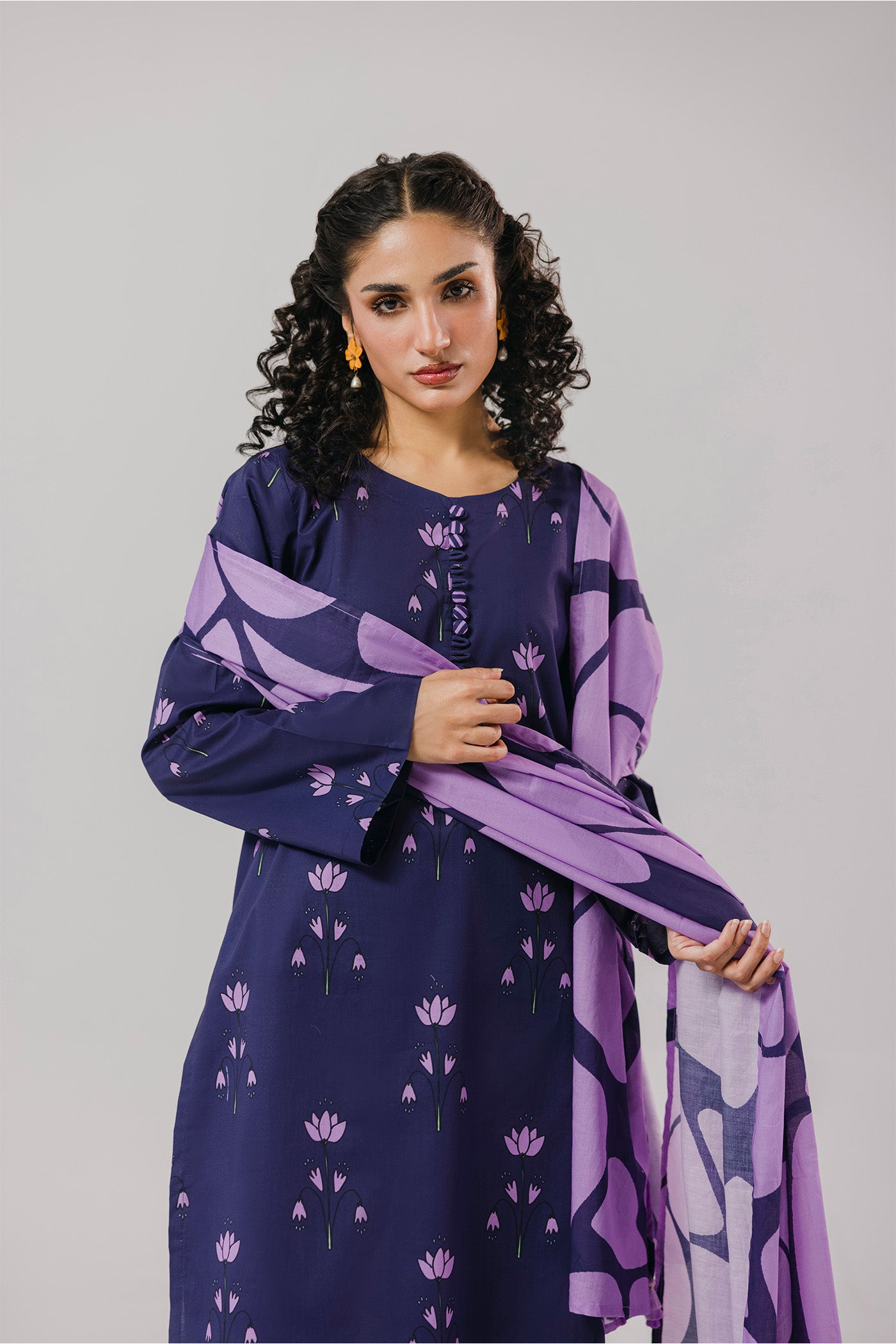 Premium 3 Piece Unstitched Digital Printed Lawn (Pulm & Petal Bloom Theory)