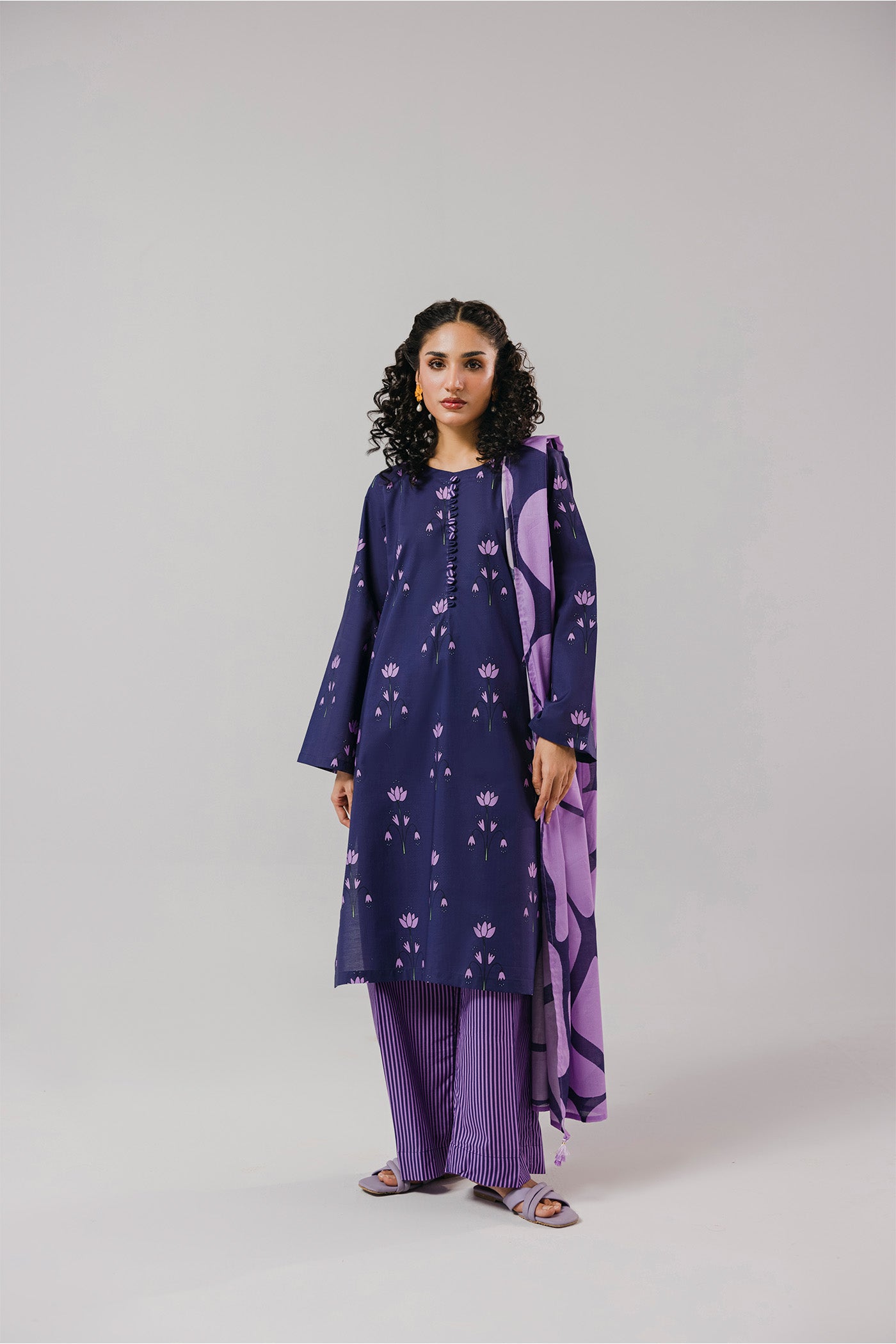 Premium 3 Piece Unstitched Digital Printed Lawn (Pulm & Petal Bloom Theory)