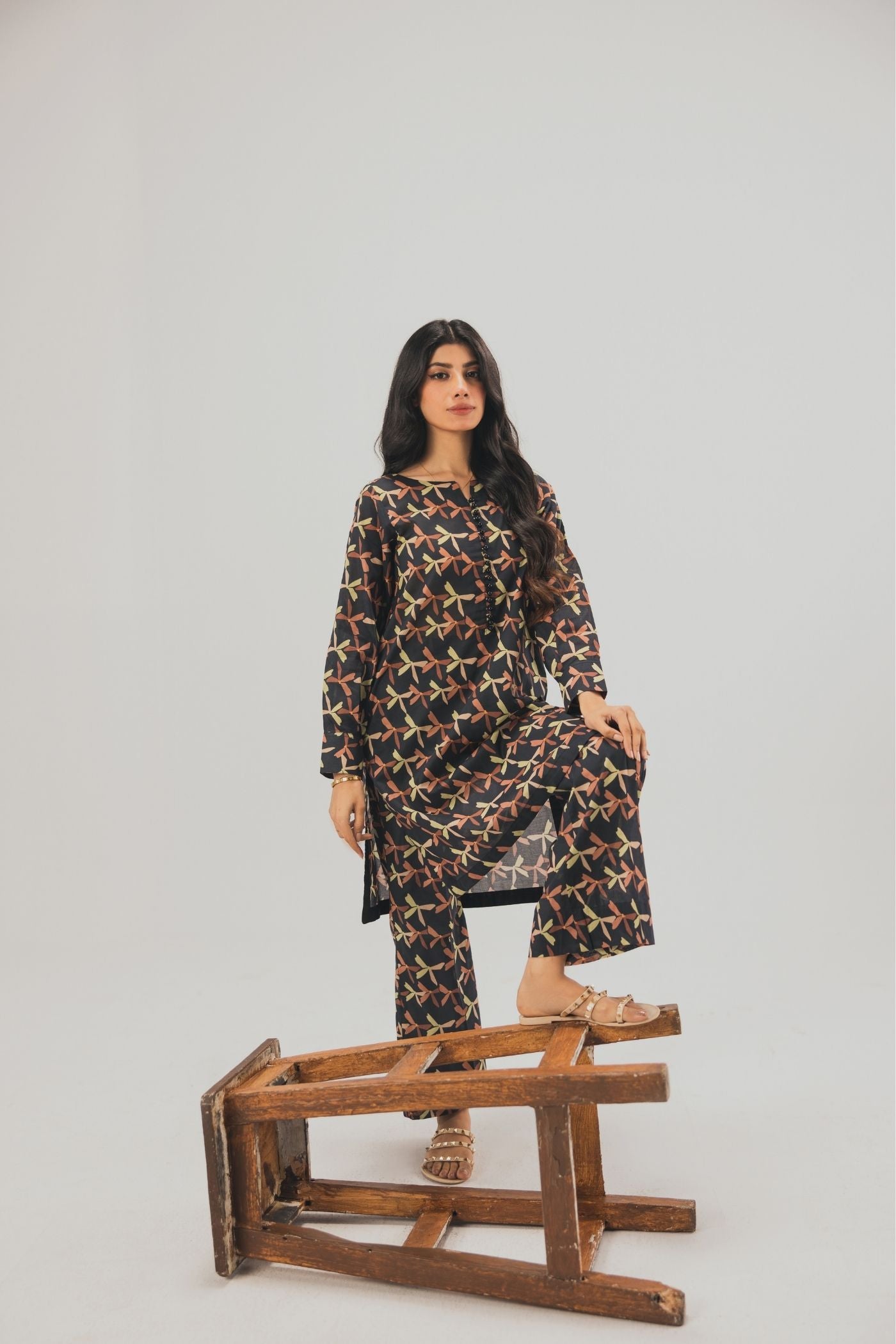 Premium Digital Printed Lawn Fabric (Military)