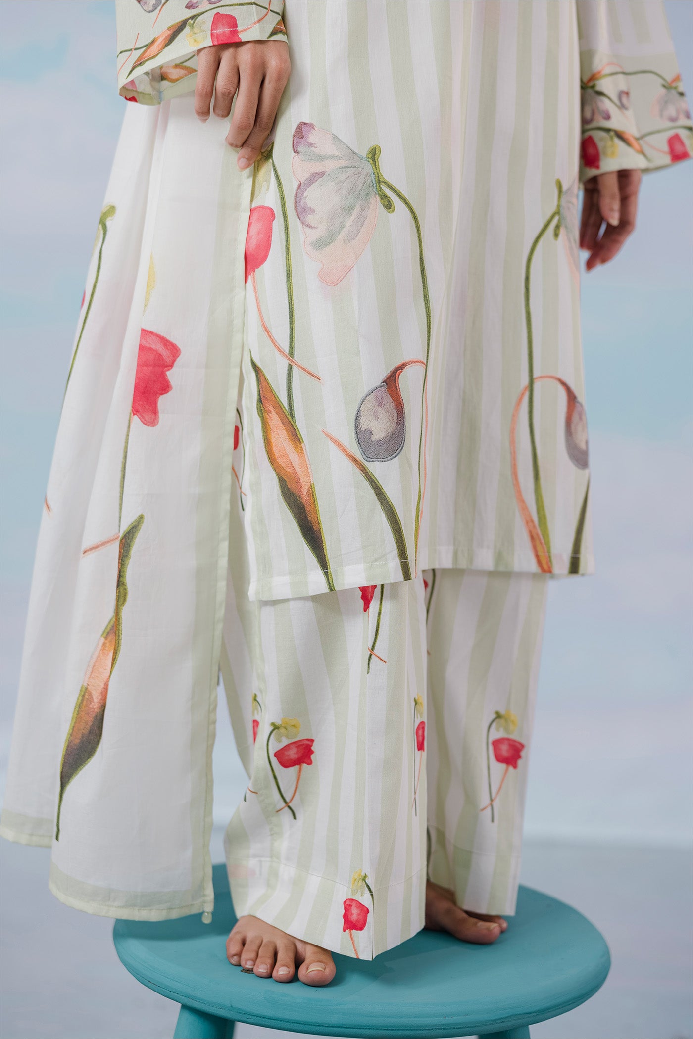 Premium 3 Piece Stitched Digital Printed Lawn (Soft Stripe Energy)