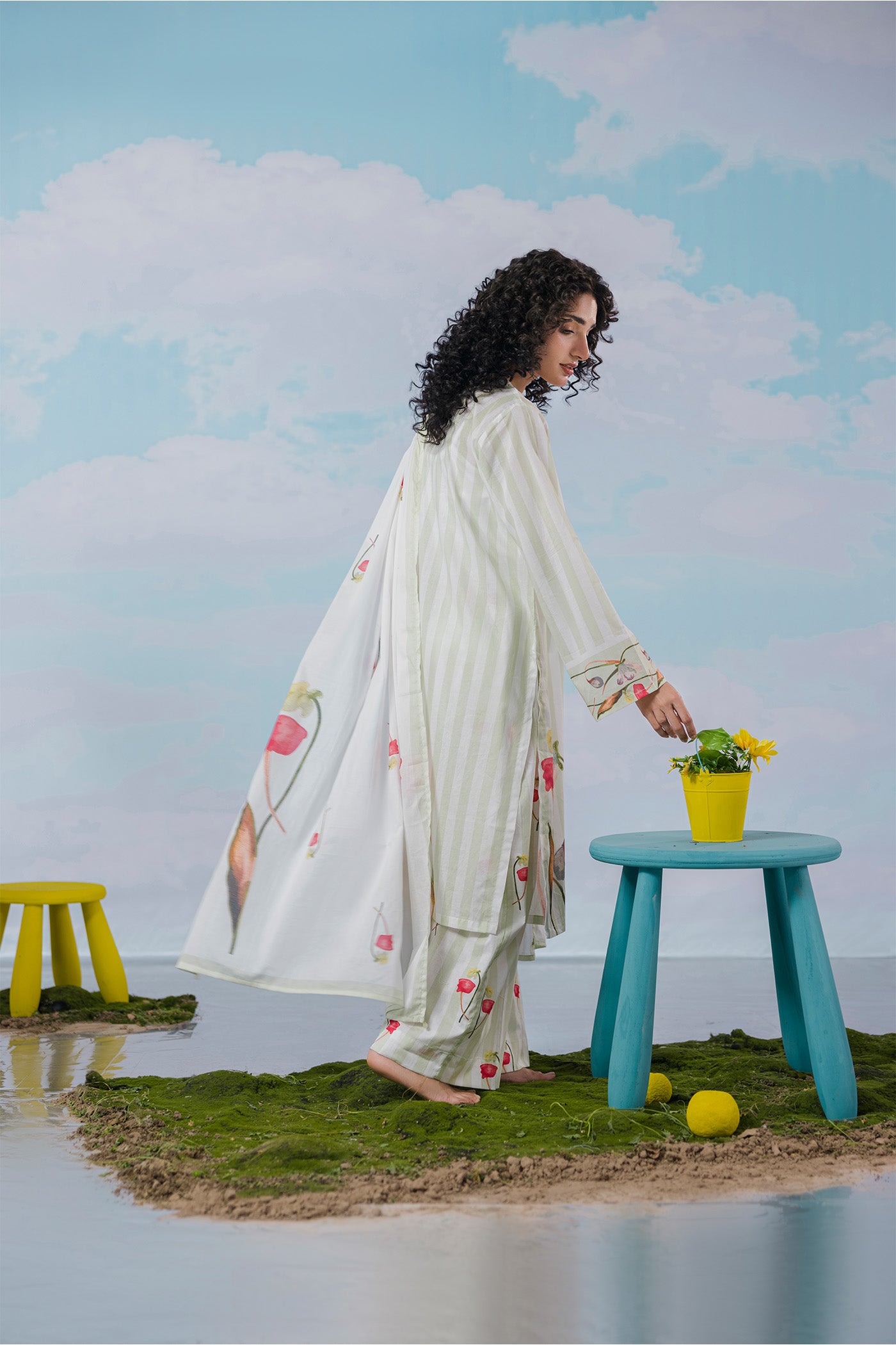 Premium 3 Piece Unstitched Digital Printed Lawn (Soft Stripe Energy)