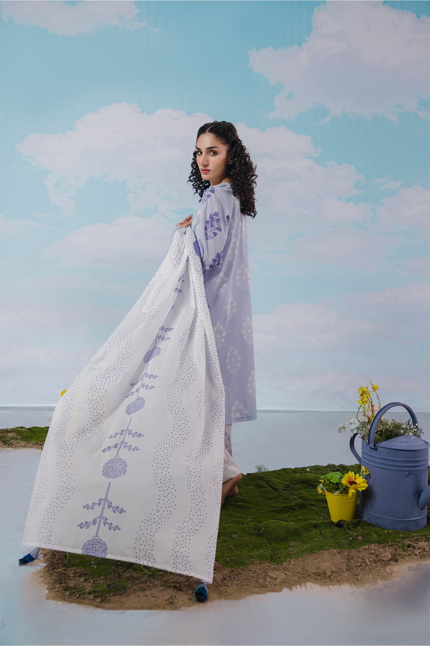Premium 3 Piece Unstitched Digital Printed Lawn (Sky Girl Summer)