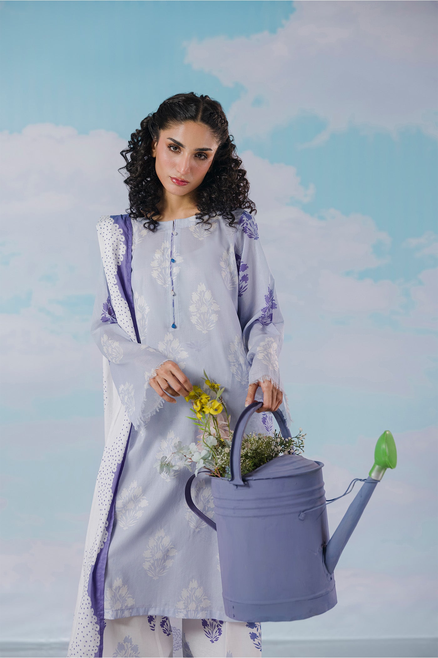 Premium 3 Piece Unstitched Digital Printed Lawn (Sky Girl Summer)