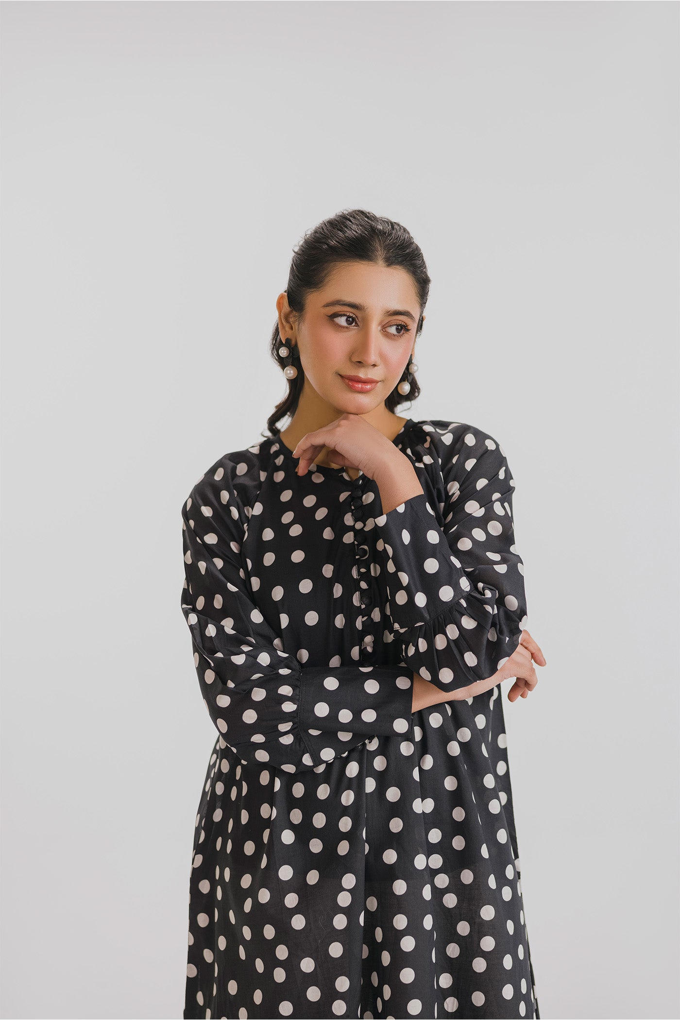 Premium 2 Piece Unstitched Digital Printed Lawn (Polka Dots)