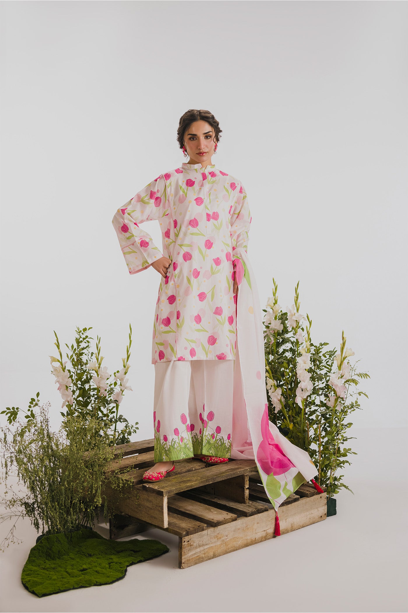 Premium 3 Piece Stitched Digital Printed Lawn (When Pink Lingers)