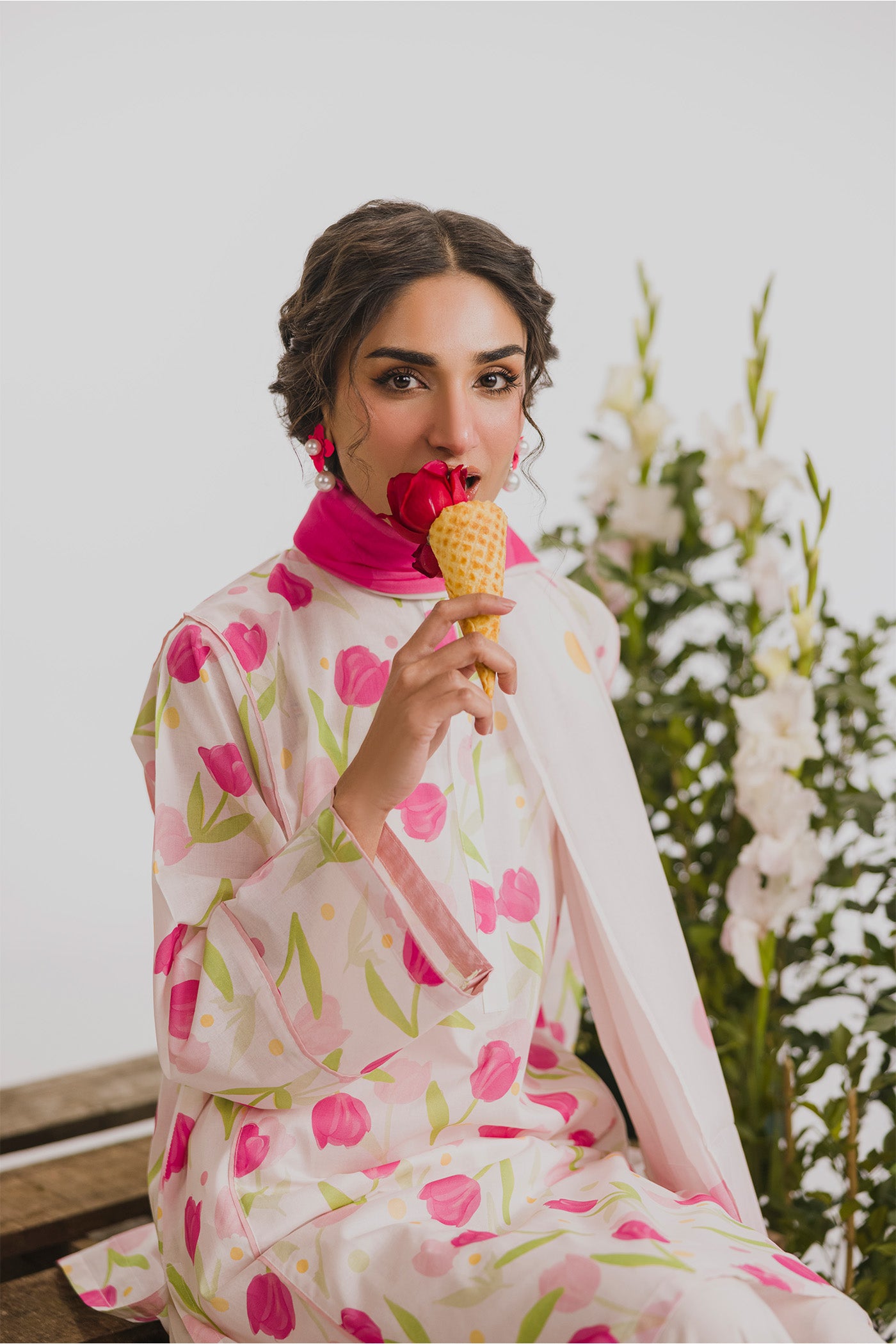 Premium 3 Piece Unstitched Digital Printed Lawn (When Pink Lingers)