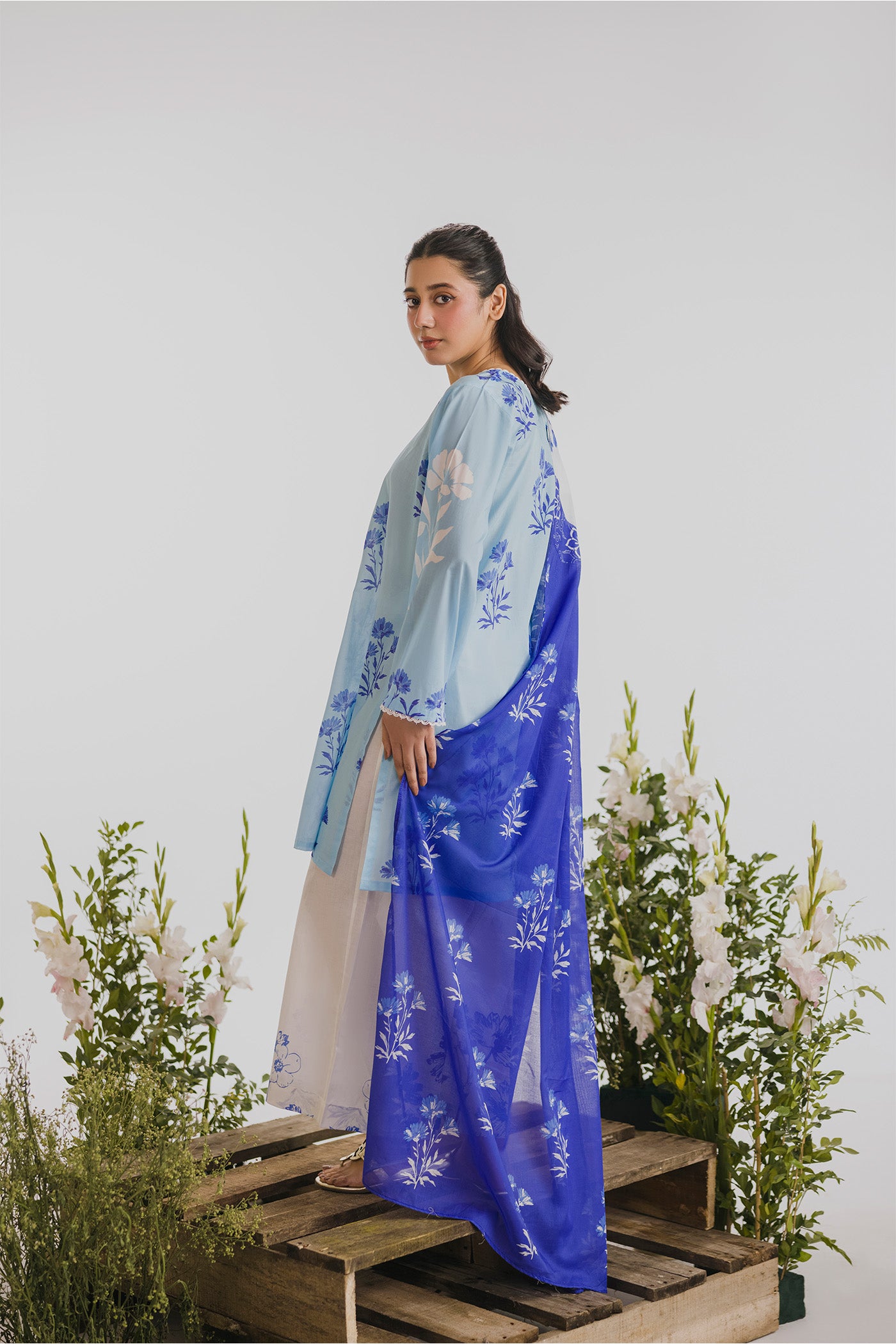 Premium 3 Piece Unstitched Digital Printed Lawn (Cloud Blossom)