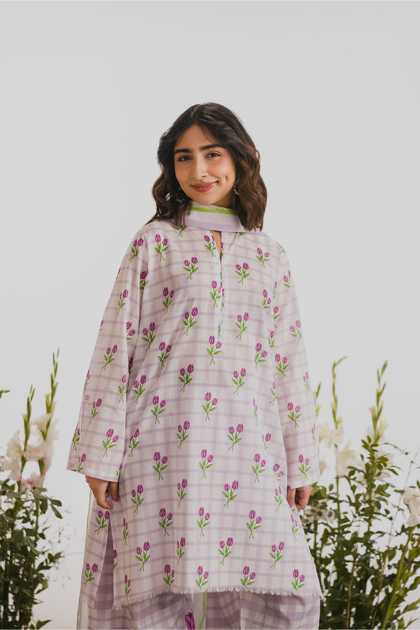 Premium 3 Piece Unstitched Digital Printed Lawn (Flower Math)