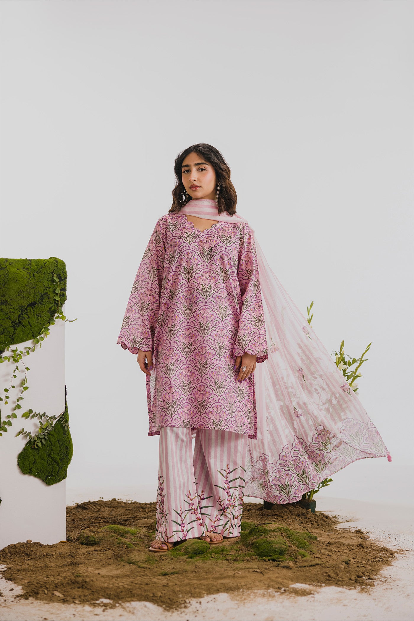 Premium 3 Piece Unstitched Digital Printed Lawn (Chaos In Bloom)