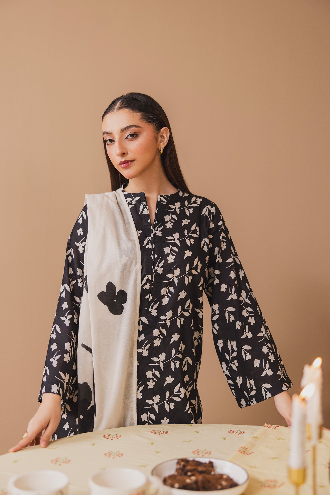 3 Piece Unstitched Printed Lawn Suit (Ristretto)