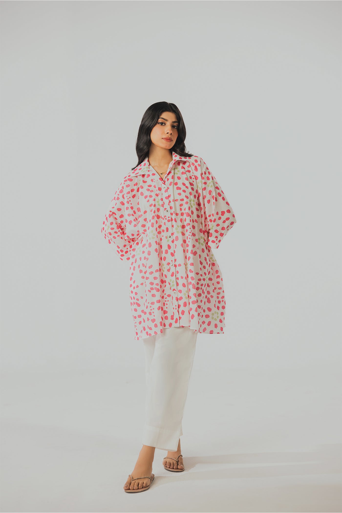 Premium Digital Printed Lawn Fabric (Polka Dot)