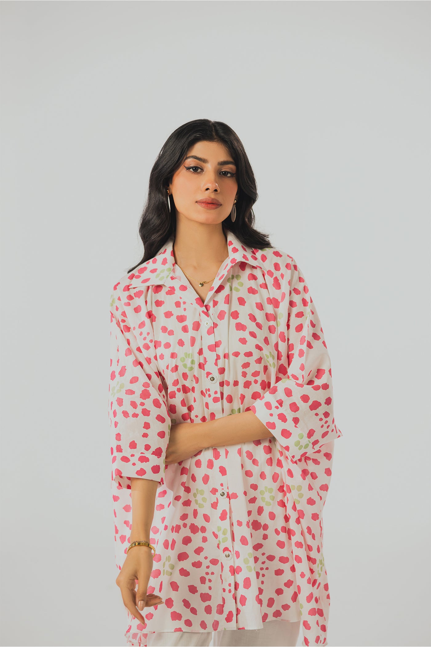 Premium Digital Printed Lawn Fabric (Polka Dot)