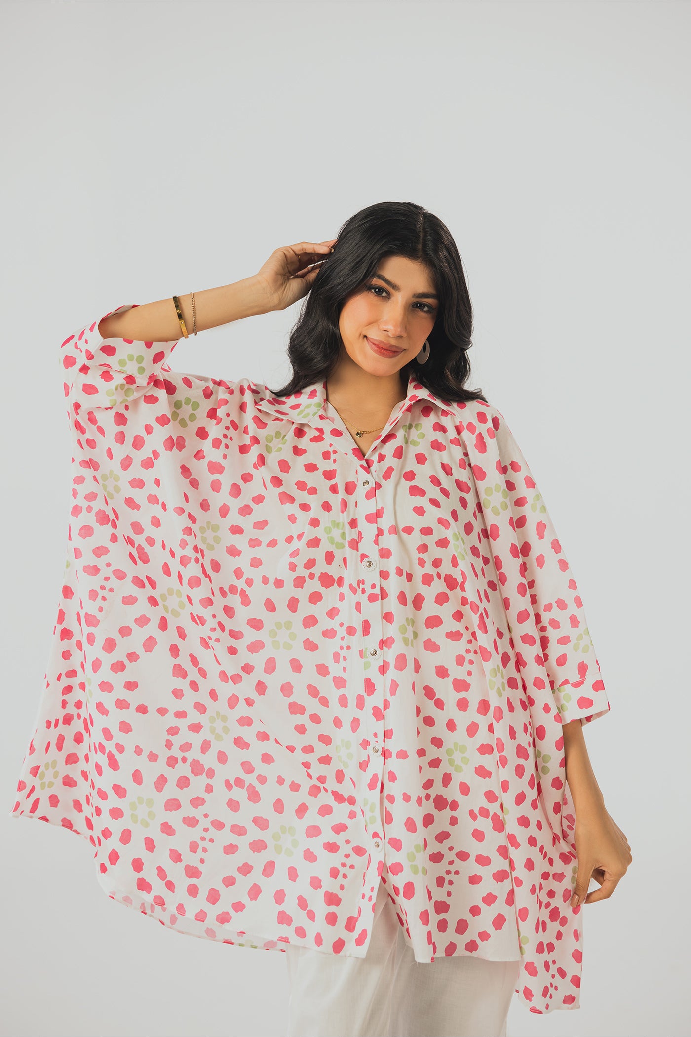 Premium Digital Printed Lawn Fabric (Polka Dot)