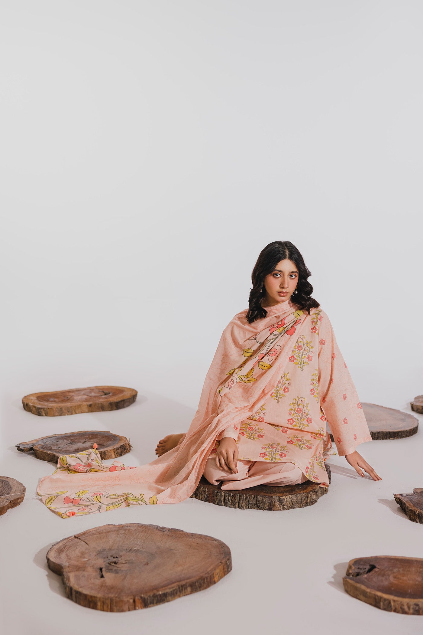 Premium 3 Piece Unstitched Digital Printed Lawn (Painted Peonies)