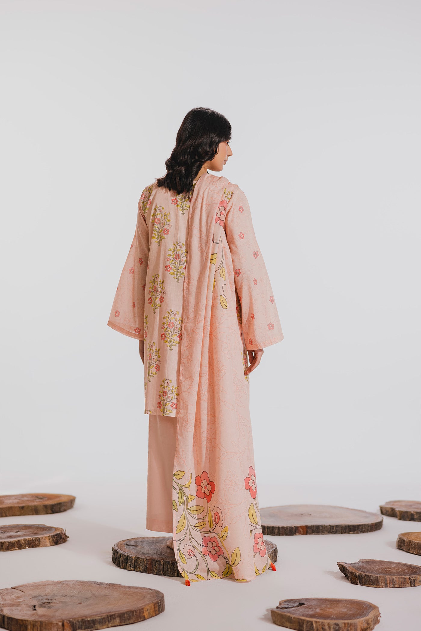 Premium 3 Piece Unstitched Digital Printed Lawn (Painted Peonies)