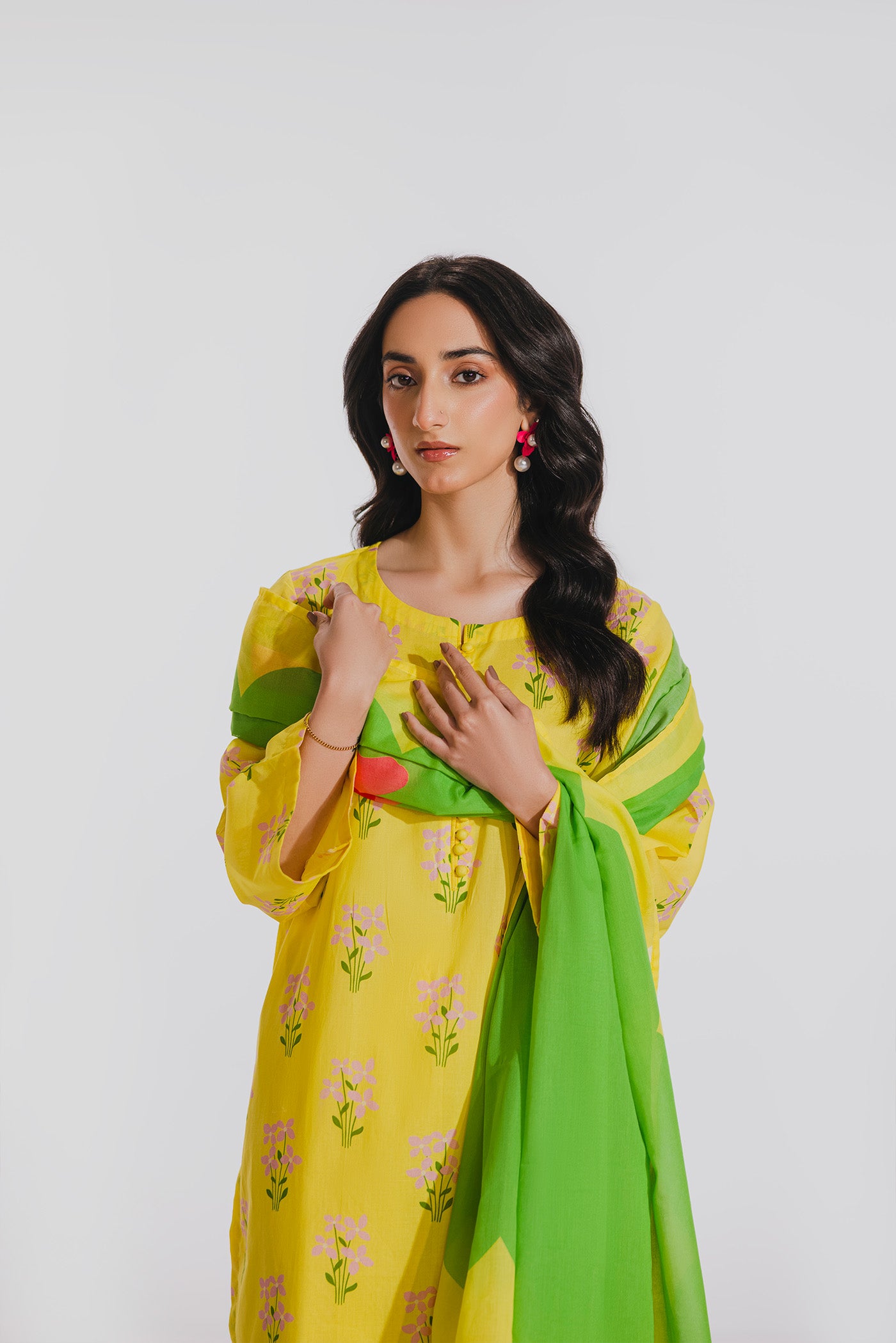 Premium 3 Piece Unstitched Digital Printed Lawn (Lazy Bloom)