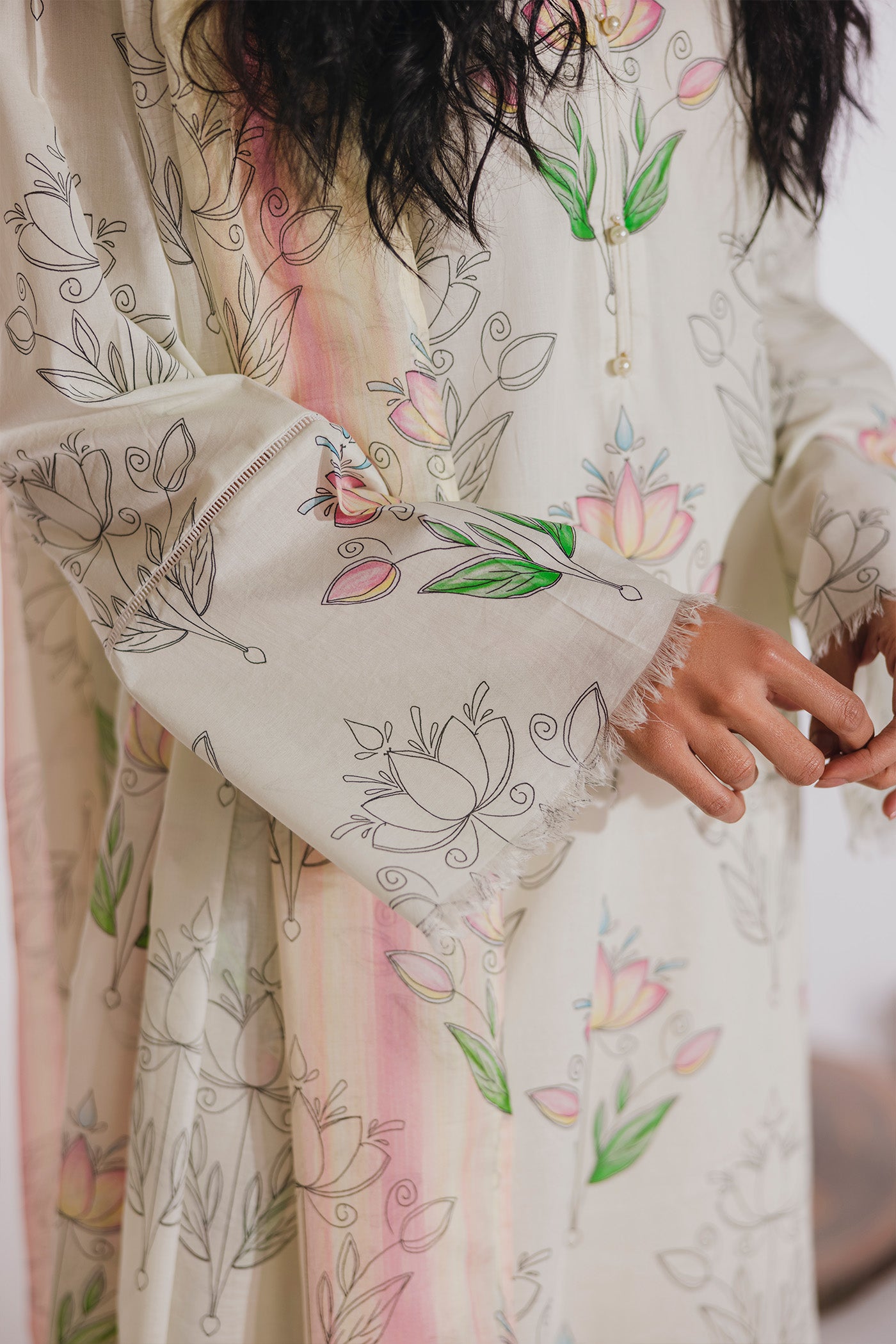 Premium 3 Piece Unstitched Digital Printed Lawn (Painted In Petals)