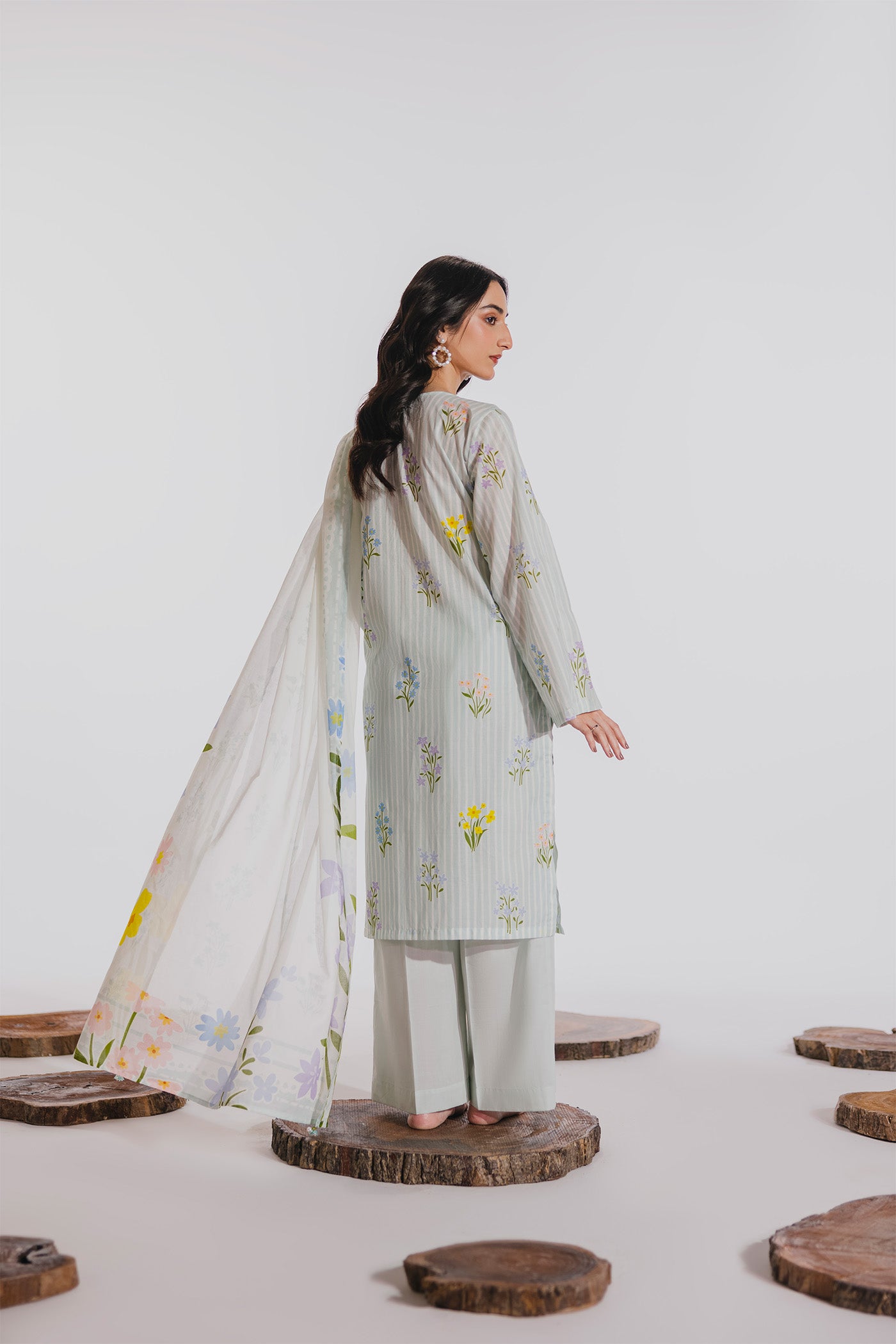 Premium 3 Piece Unstitched Digital Printed Lawn (Springs Stripe)