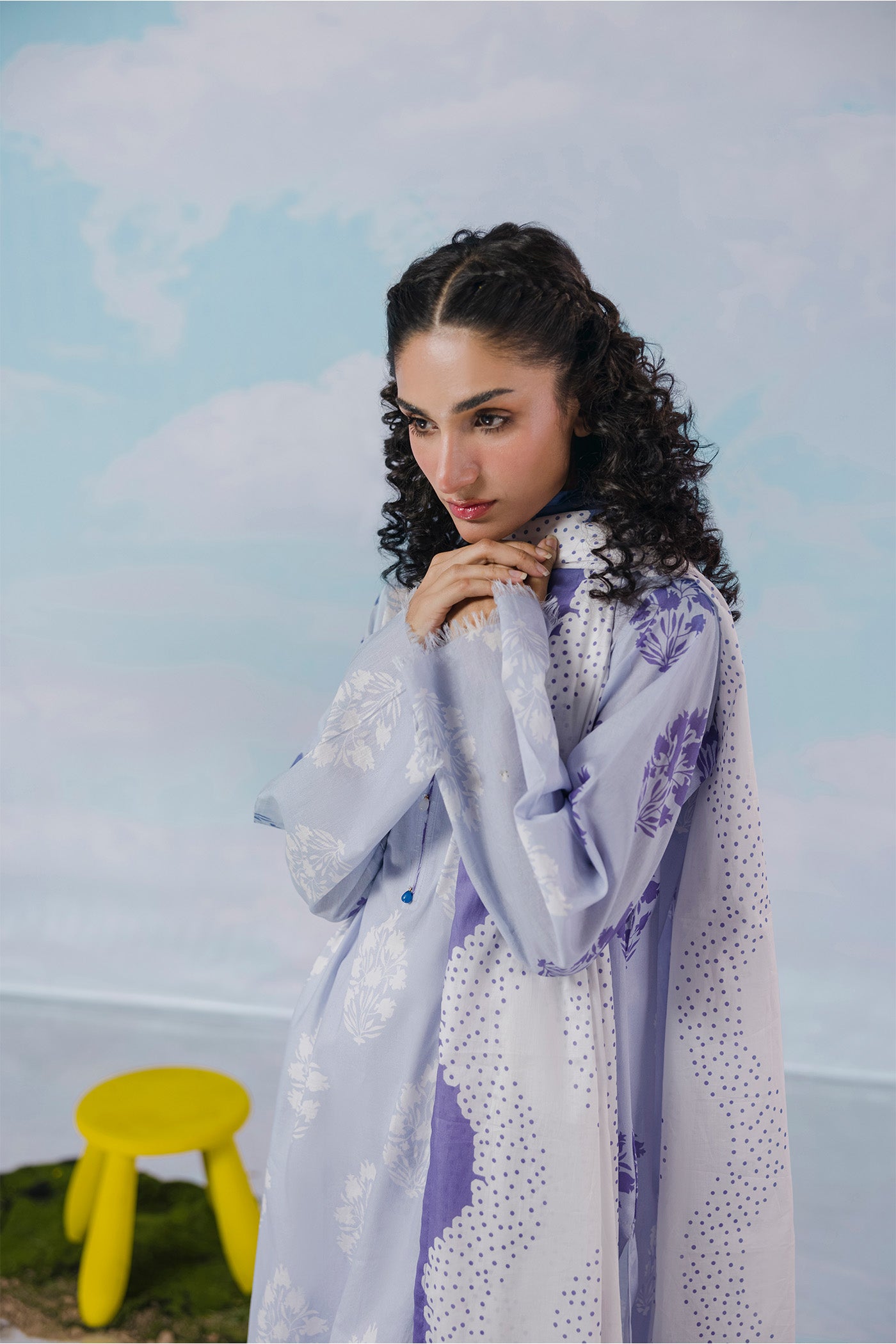 Premium 3 Piece Stitched Digital Printed Lawn (Sky Girl Summer)