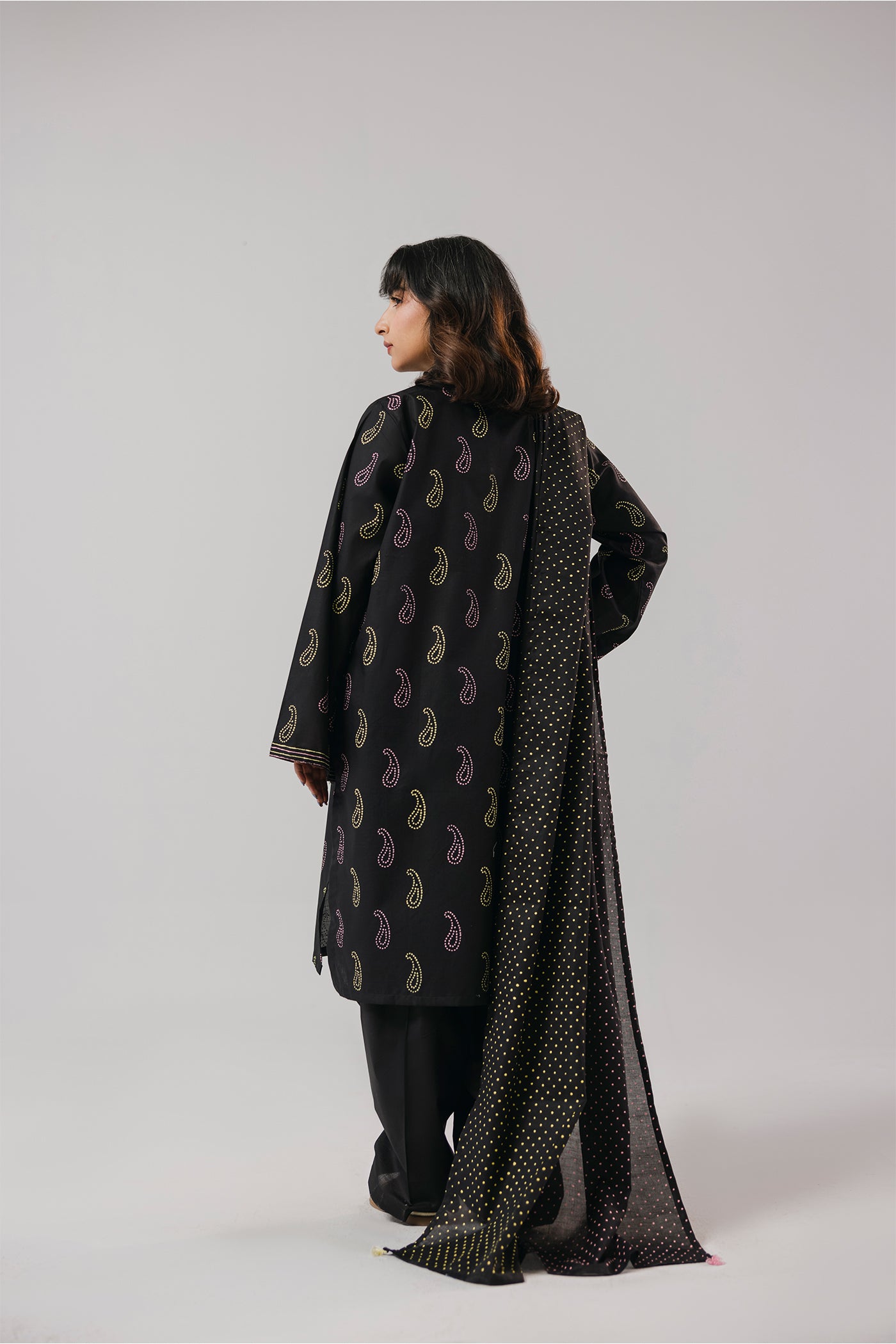 Premium 3 Piece Stitched Hand Printed Lawn (Pink Lemon Theory)